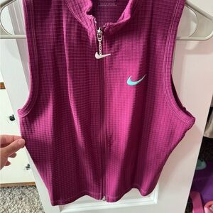 Nike Magenta Textured Zip-Up Vest